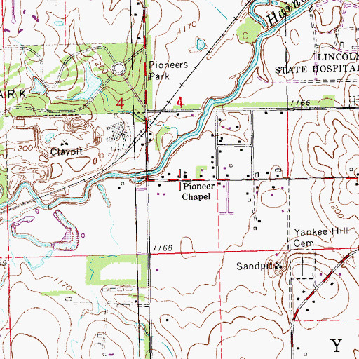Topographic Map of Pioneer Chapel, NE