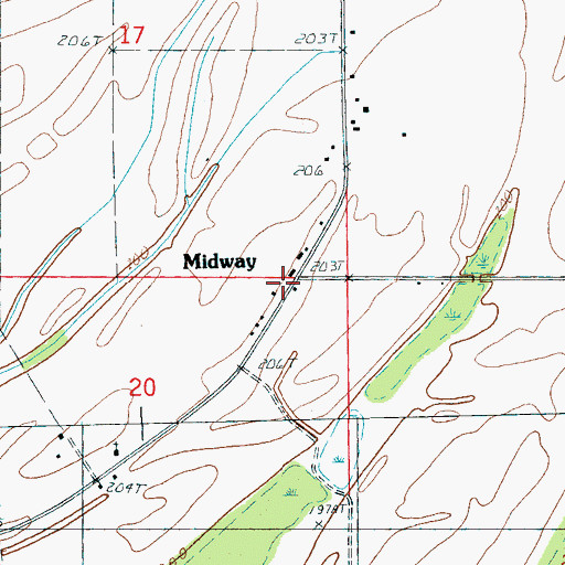 Topographic Map of Midway, AR