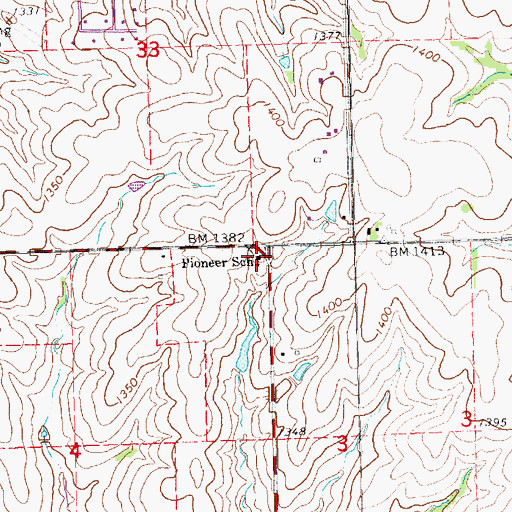 Topographic Map of Pioneer School, NE