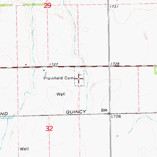 Topographic Map of Plainfield Cemetery, NE