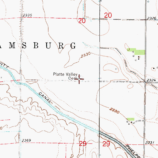 Topographic Map of Platte Valley Cemetery, NE