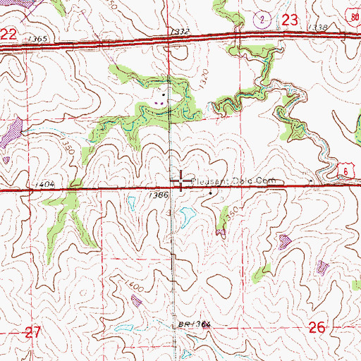 Topographic Map of Pleasant Dale Cemetery, NE
