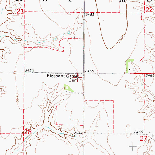 Topographic Map of Pleasant Grove Cemetery, NE