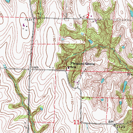 Topographic Map of Pleasant Grove School (historical), NE