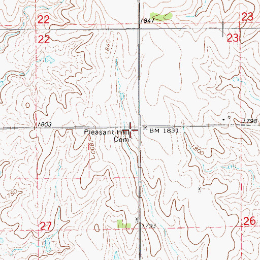 Topographic Map of Pleasant Hill Cemetery, NE