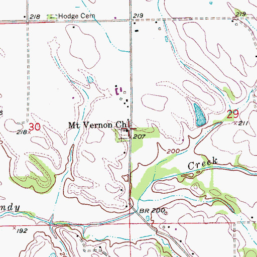 Topographic Map of Mount Vernon Church, AR
