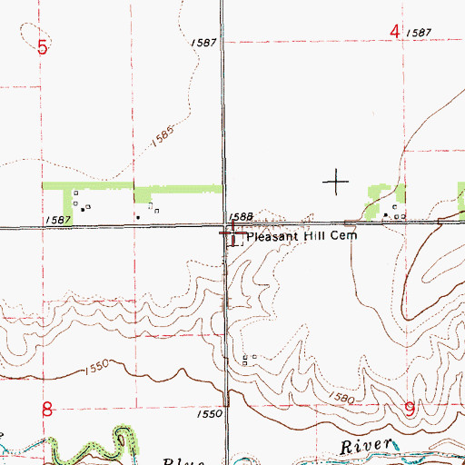 Topographic Map of Pleasant Hill Cemetery, NE