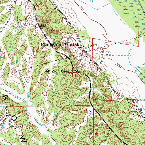 Topographic Map of Mount Zion Cemetery, AR