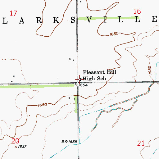 Topographic Map of Pleasant Hill High School, NE