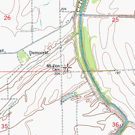 Topographic Map of Mount Zion Cemetery, AR