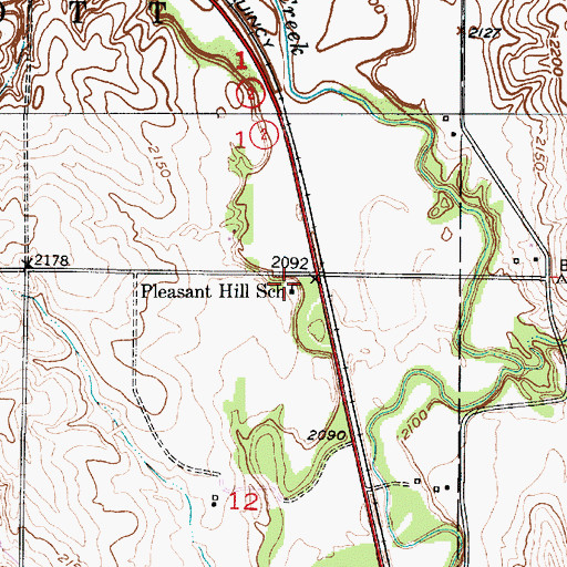 Topographic Map of Pleasant Hill School (historical), NE