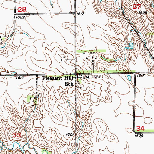 Topographic Map of Pleasant Hill School, NE