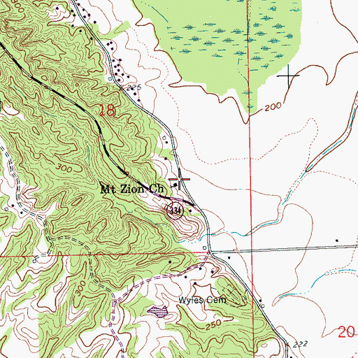 Topographic Map of Mount Zion Church, AR