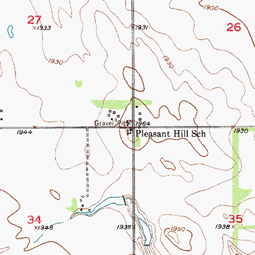 Topographic Map of Pleasant Hill School, NE