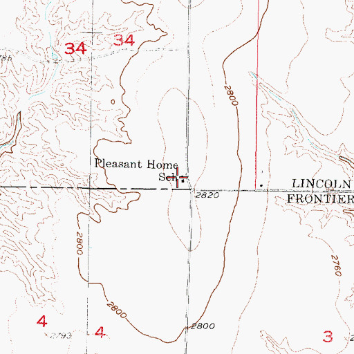 Topographic Map of Pleasant Home School, NE