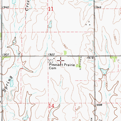 Topographic Map of Pleasant Prairie Cemetery, NE
