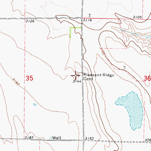 Topographic Map of Pleasant Ridge Cemetery, NE