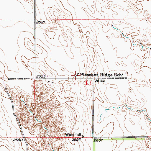 Topographic Map of Pleasant Ridge School (historical), NE