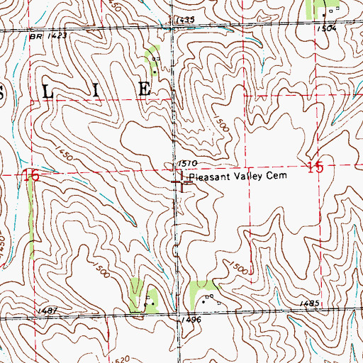 Topographic Map of Pleasant Valley Cemetery, NE