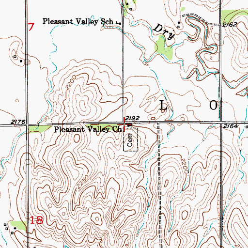 Topographic Map of Pleasant Valley Church, NE