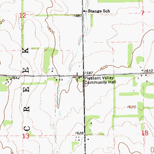 Topographic Map of Pleasant Valley Community Hall, NE