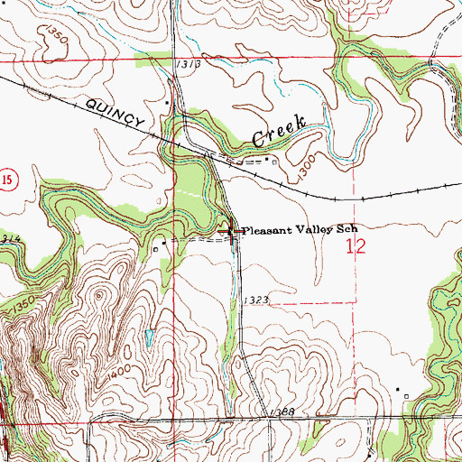 Topographic Map of Pleasant Valley School, NE