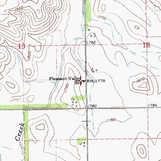 Topographic Map of Pleasant Valley School, NE
