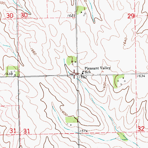 Topographic Map of Pleasant Valley School (historical), NE
