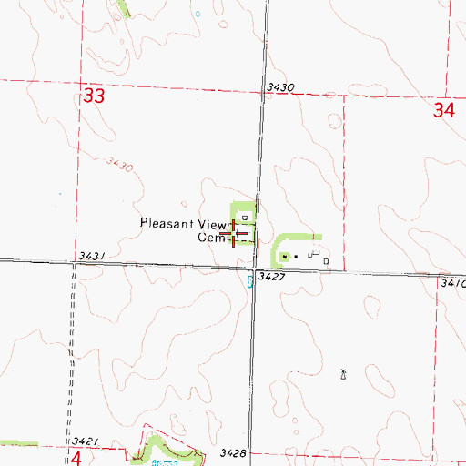 Topographic Map of Pleasant View Cemetery, NE