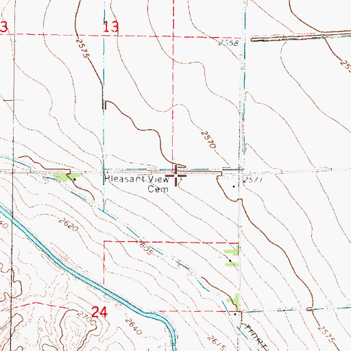 Topographic Map of Pleasant View Cemetery, NE