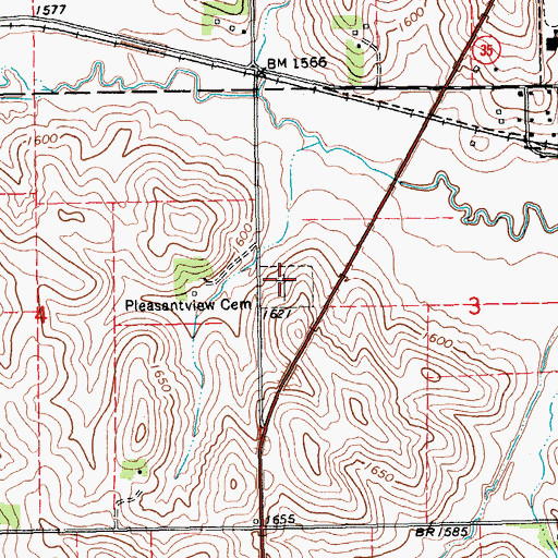 Topographic Map of Pleasant View Cemetery, NE