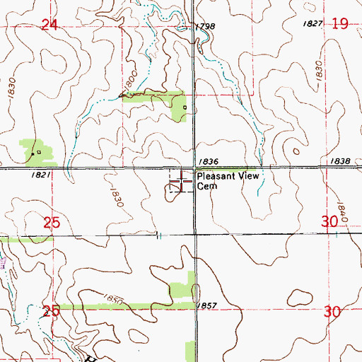 Topographic Map of Pleasant View Cemetery, NE