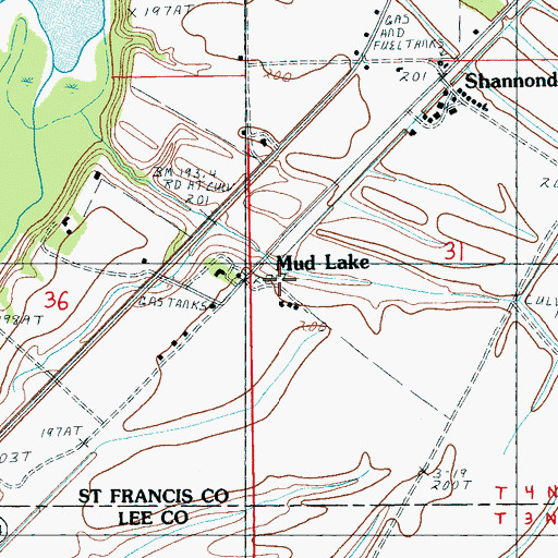 Topographic Map of Mud Lake, AR