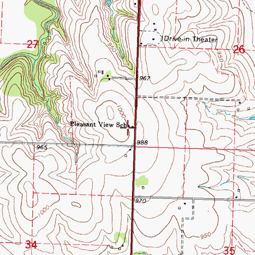 Topographic Map of Pleasant View School, NE