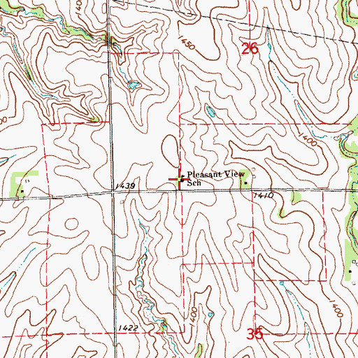 Topographic Map of Pleasant View School, NE