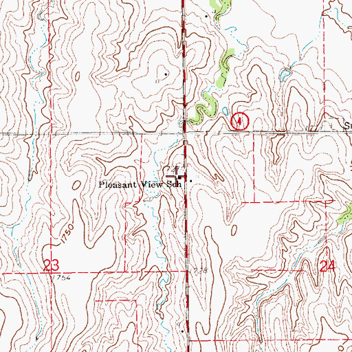 Topographic Map of Pleasant View School, NE