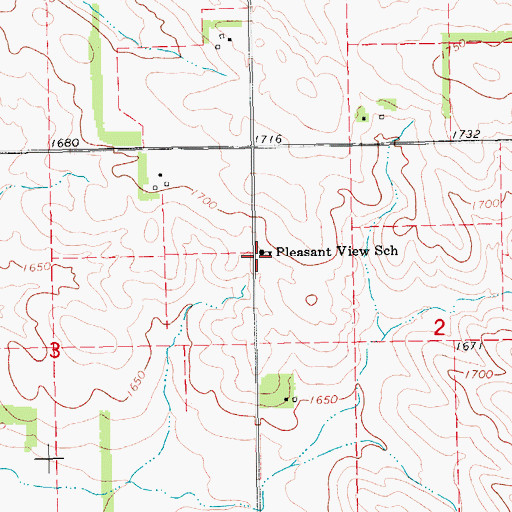 Topographic Map of Pleasant View School, NE