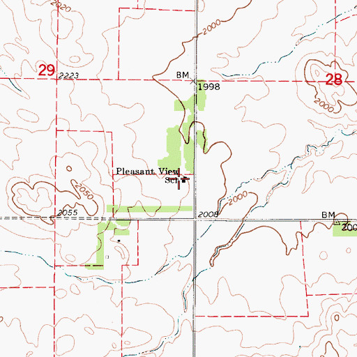 Topographic Map of Pleasant View School, NE