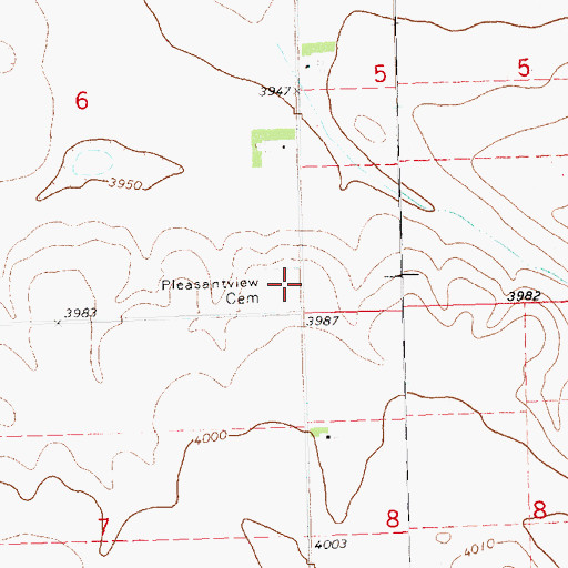 Topographic Map of Pleasantview Cemetery, NE