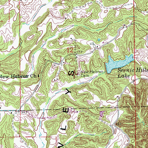 Topographic Map of New Hebron Cemetery, AR