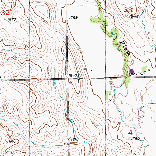 Topographic Map of Plum Center School, NE