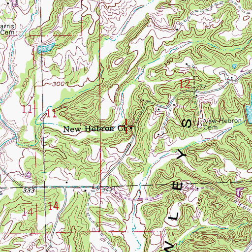 Topographic Map of New Hebron Church, AR