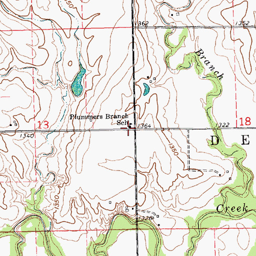 Topographic Map of Plummers Branch School, NE