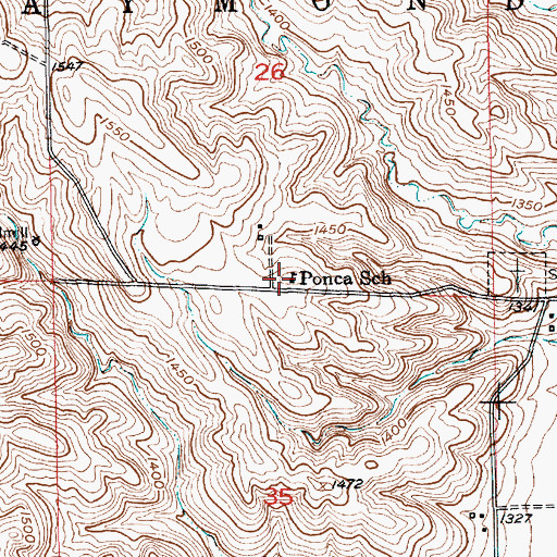 Topographic Map of Ponca School, NE