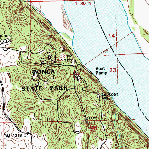 Topographic Map of Ponca State Park, NE