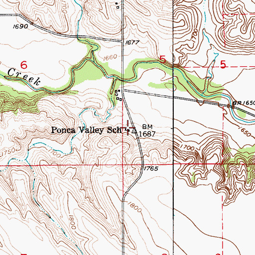 Topographic Map of Ponca Valley School, NE
