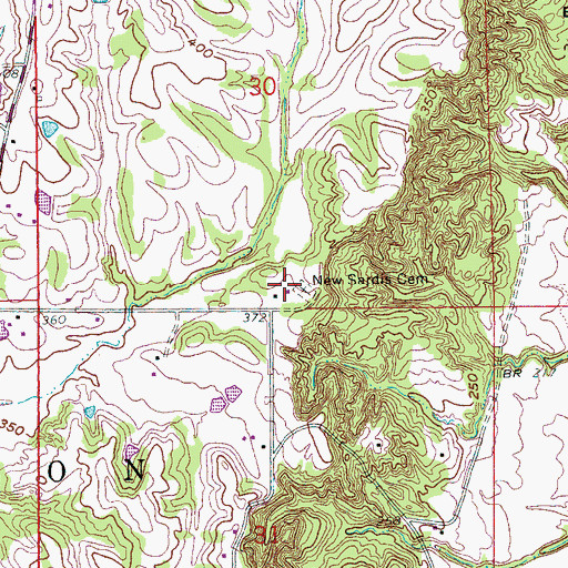 Topographic Map of New Sardis Cemetery, AR