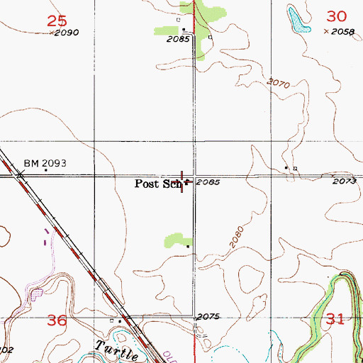 Topographic Map of Post School, NE