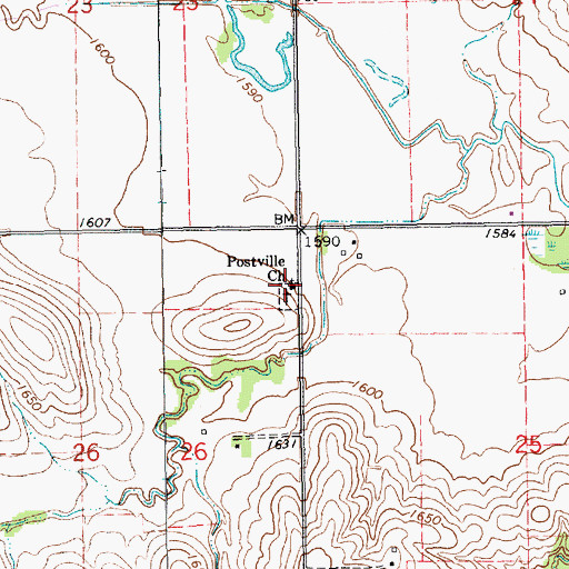 Topographic Map of Postville Church, NE