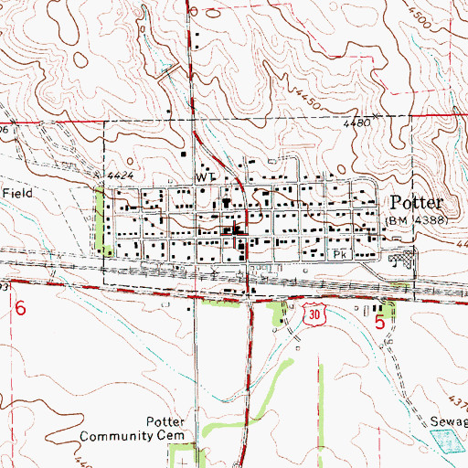 Topographic Map of Potter, NE